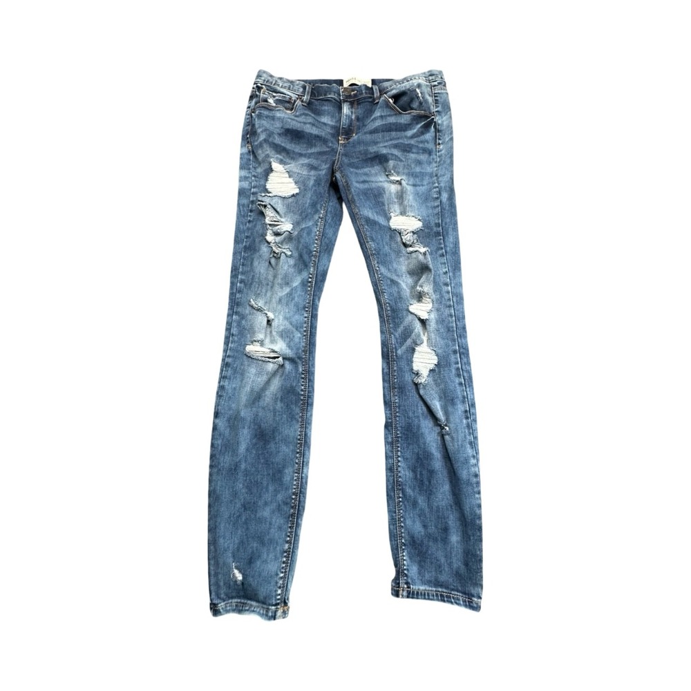 Mudd Jeans Womens 15 Blue Low Rise Skinny FLXStretch Distressed Ripped Denim
